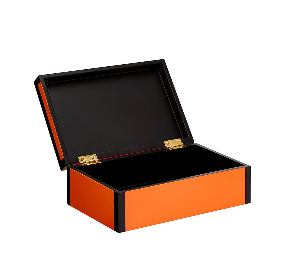 Lacquer Long Stationery Box (Orange & Black) – Hudson & Vine