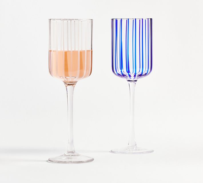 Vertical Striped Wine Glasses, Champagne Glasses, Lead-free