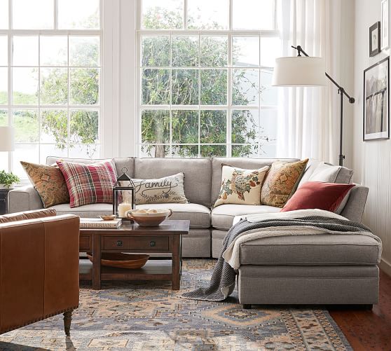 Pearce Square Arm Upholstered 3-Piece Bumper Sectional | Pottery Barn