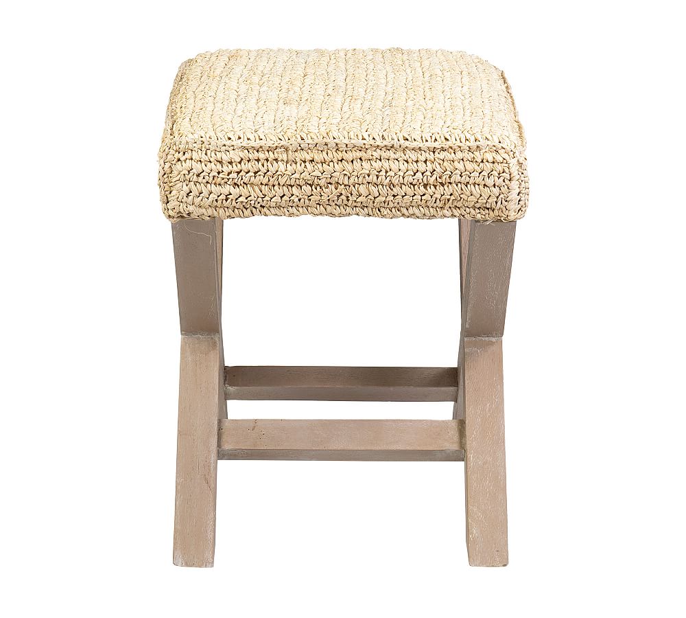 Raffia XBase Accent Stool Pottery Barn