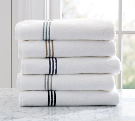 Grand Embroidered 700-Gram Weight Bath Towel | Pottery Barn