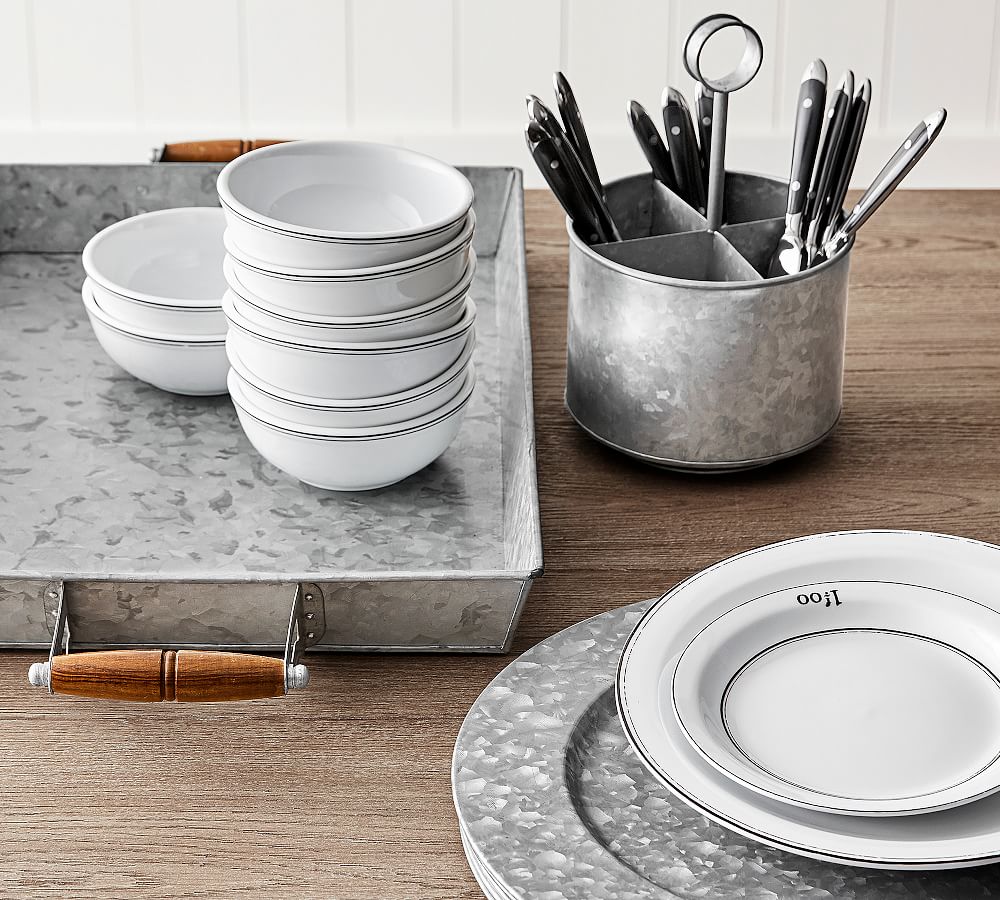 Galvanized Metal Flatware Caddy Kitchen Accessories Pottery Barn