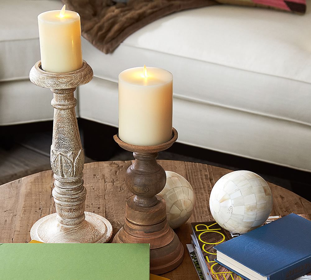 Carved Pillar Holder Candle Holder Pottery Barn