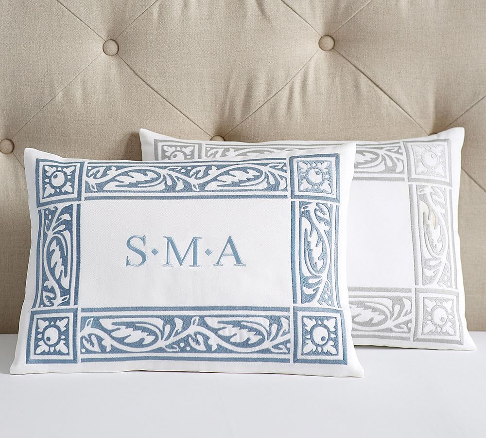 Embroidered Monogram Boudoir Pillow Cover Pottery Barn