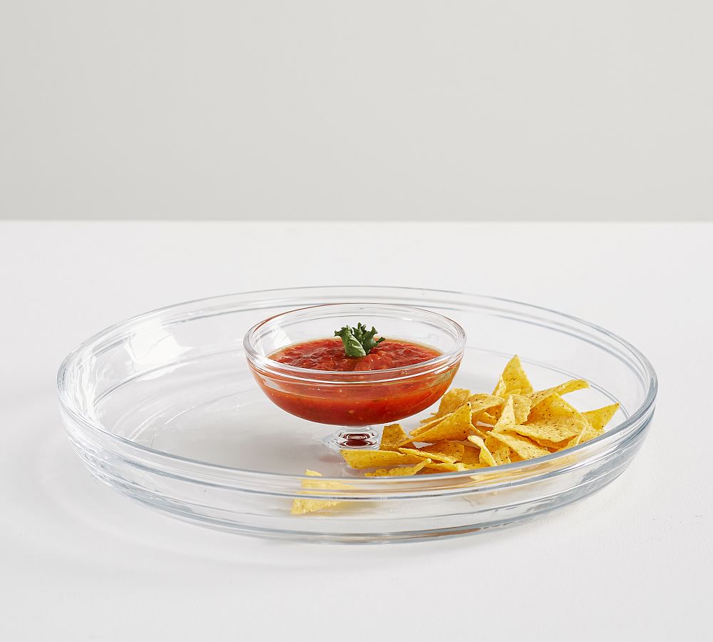 Grace Pressed Glass Chip & Dip Server Pottery Barn