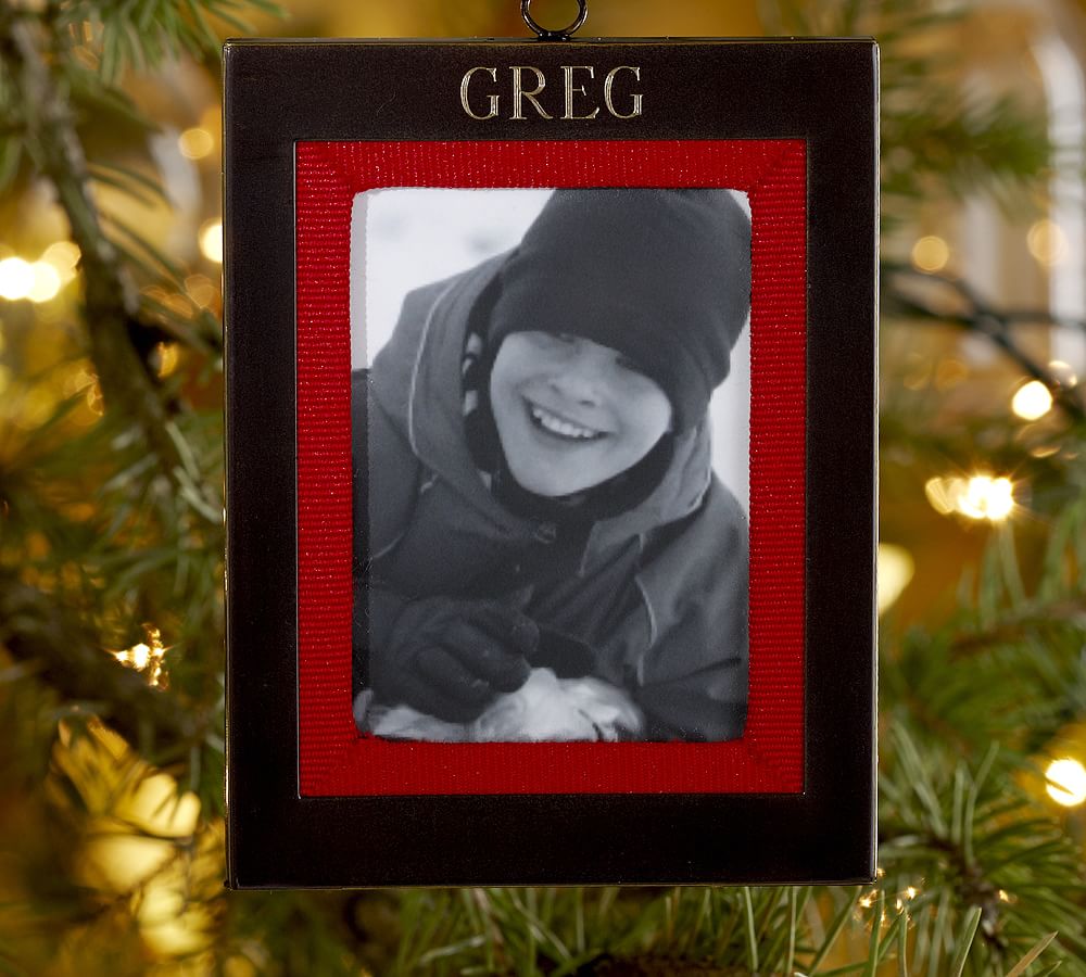 Personalized Grosgrain Frame Ornament Pottery Barn