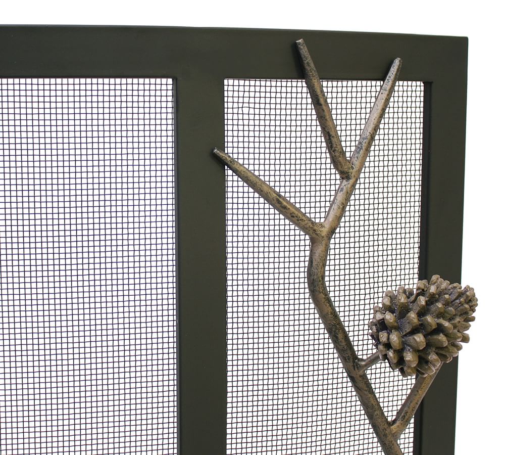 Pine Cone Fireplace Bowed Screen