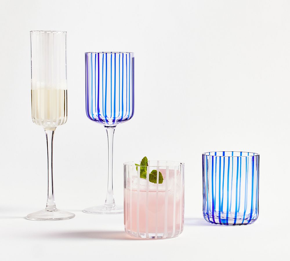 Vertical Striped Wine Glasses, Champagne Glasses, Lead-free