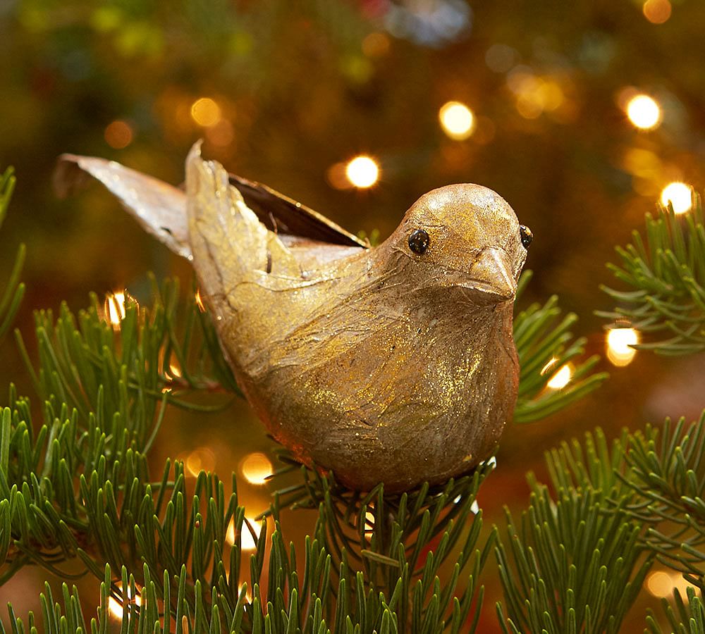 Gold Bird Christmas Ornament Pottery Barn