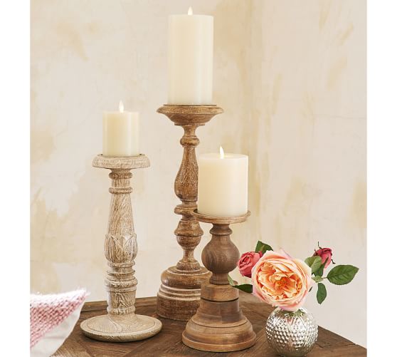 Carved Pillar Holder Candle Holder Pottery Barn