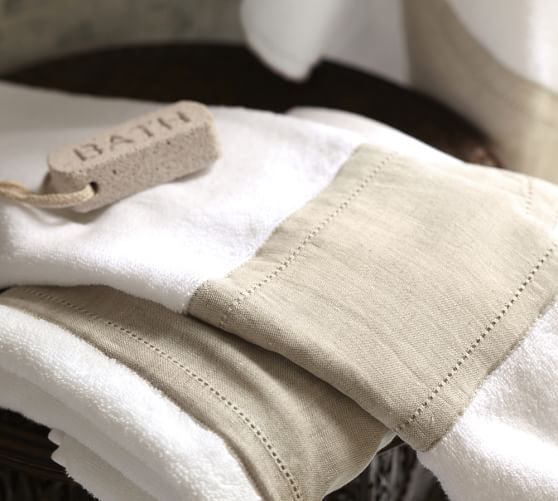 Linen Banded Bath Towel Pottery Barn