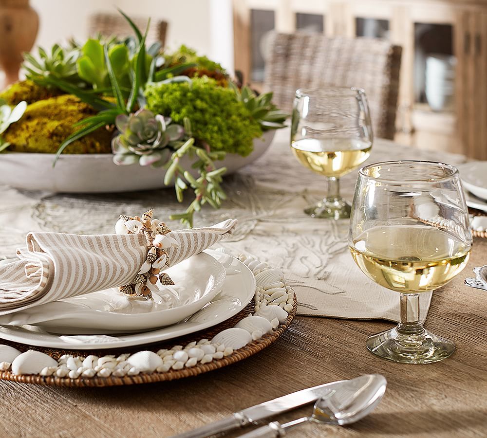 Stemless Wine Glass Painted With Green Gold Leaves Neutral 