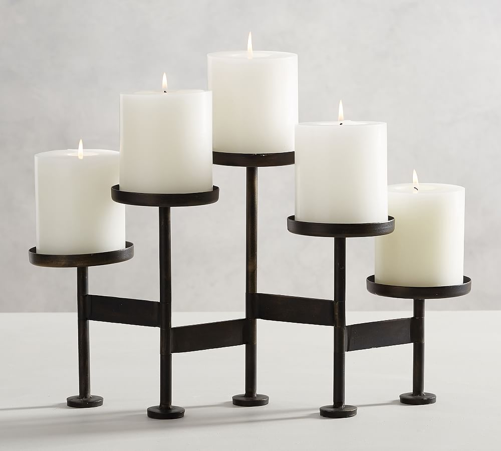 1/2/4/6pcs Column Candle Holder & 5*7cm Round Candles Creative