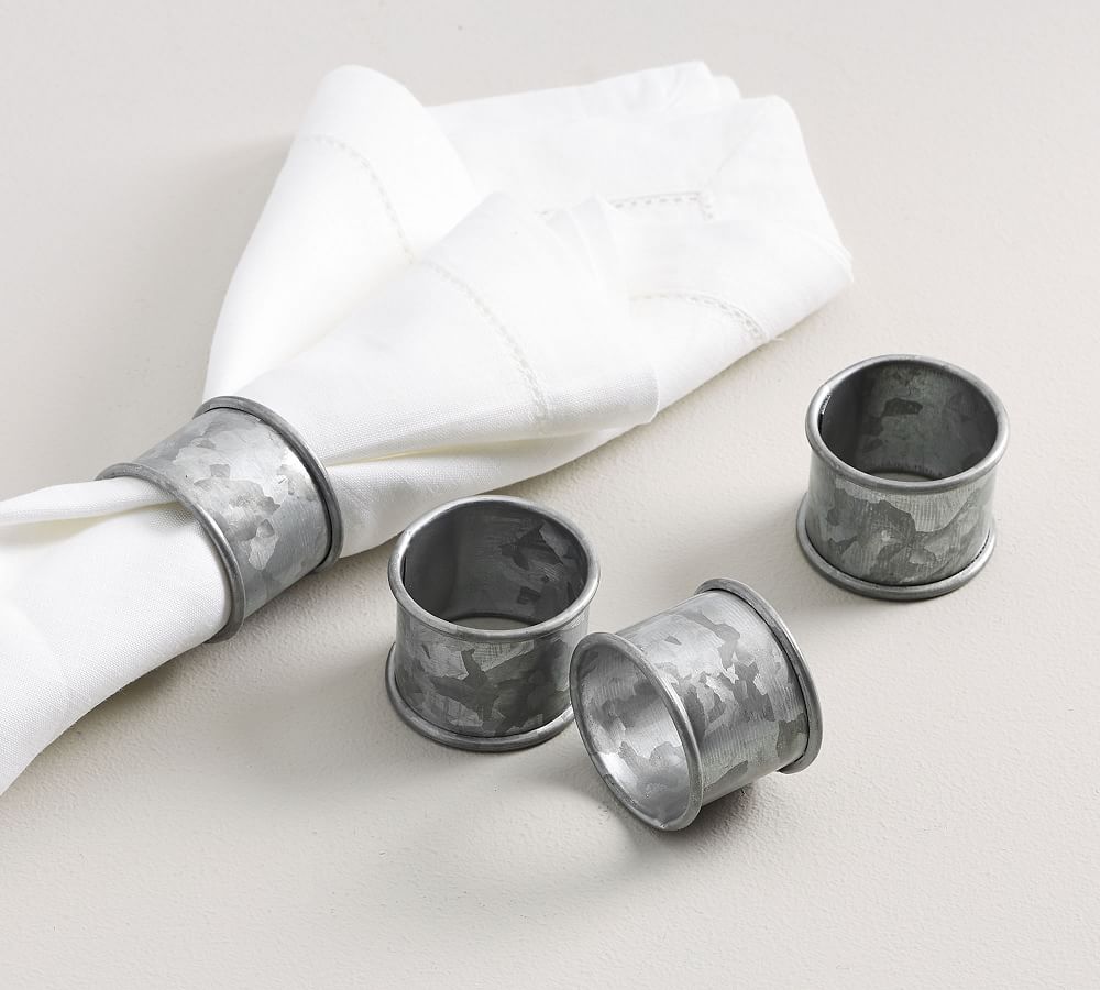 Galvanized Metal Napkin Ring, Set of 4 Pottery Barn