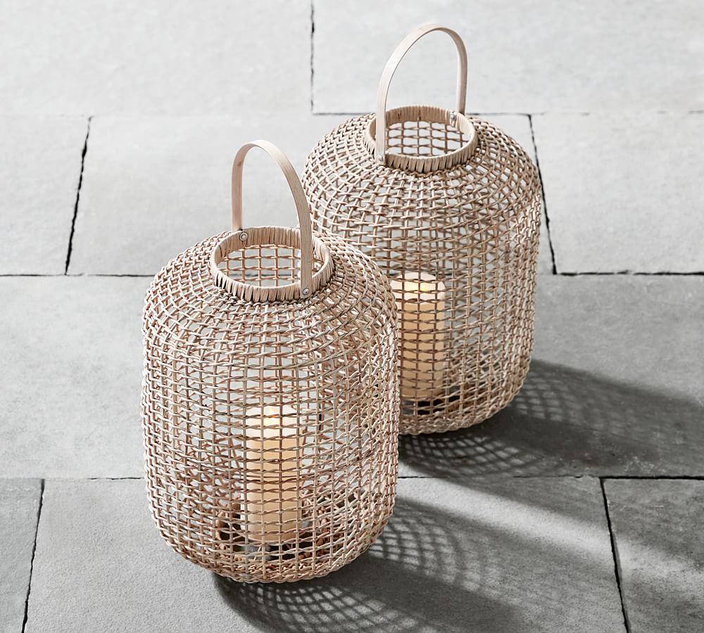 Flora Woven Rattan Lantern Pottery Barn