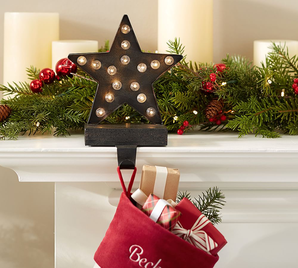 Lit Bronze Stocking Holder Star Pottery Barn