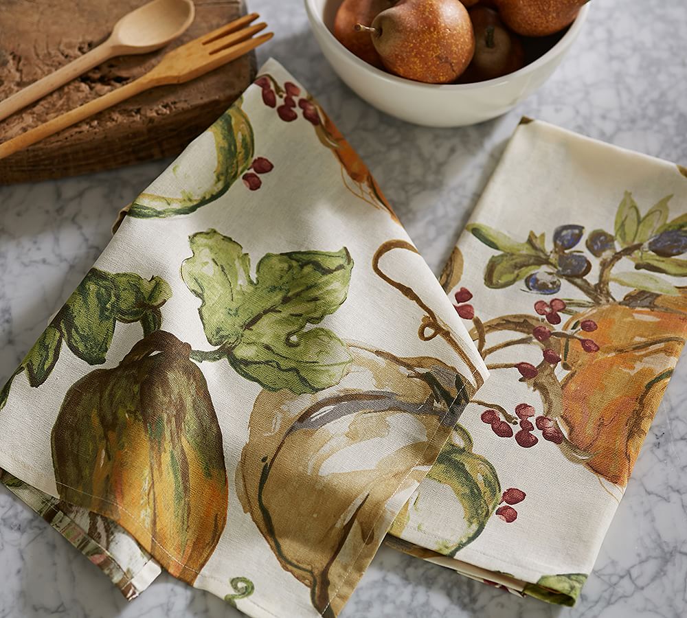 Pumpkin Tea Towel Thanksgiving Hostess Gift Clearance Sale 