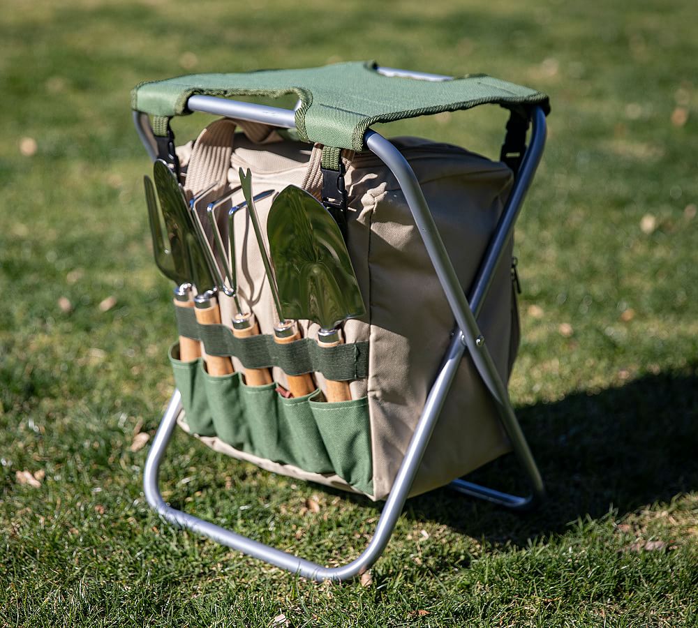 Foldable Gardening Seat with Tools & Detachable Tote