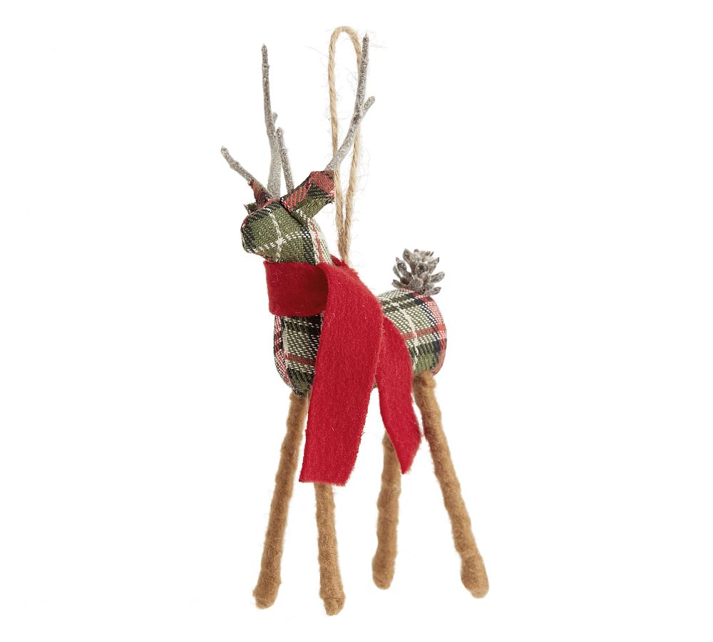 Plaid Reindeer Ornament | Pottery Barn