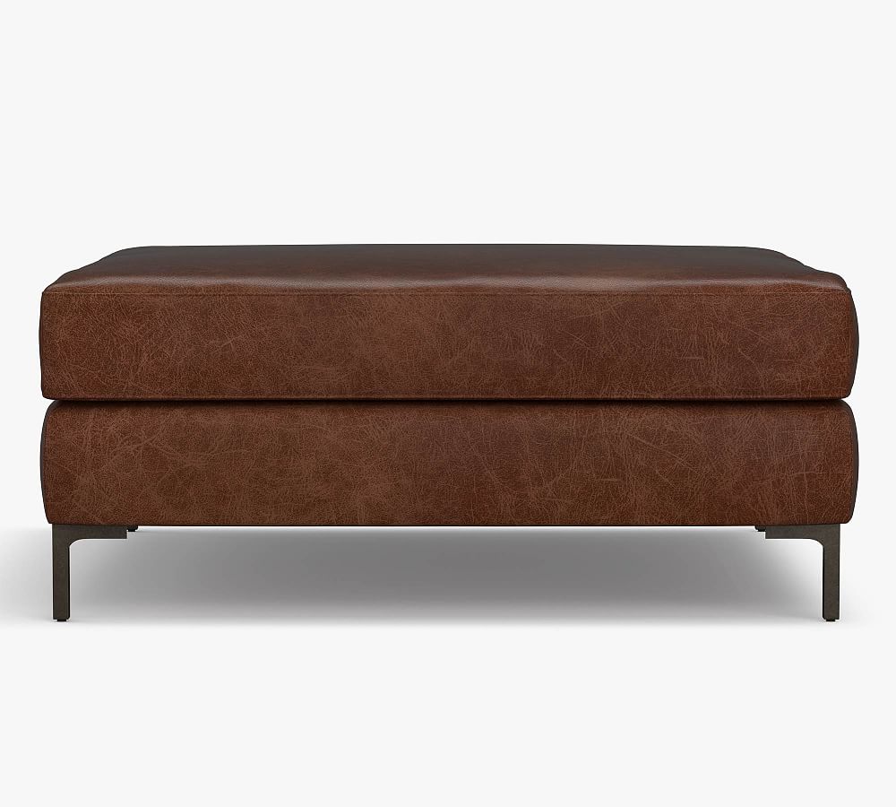 Jake Leather Modular Sectional Ottoman Pottery Barn