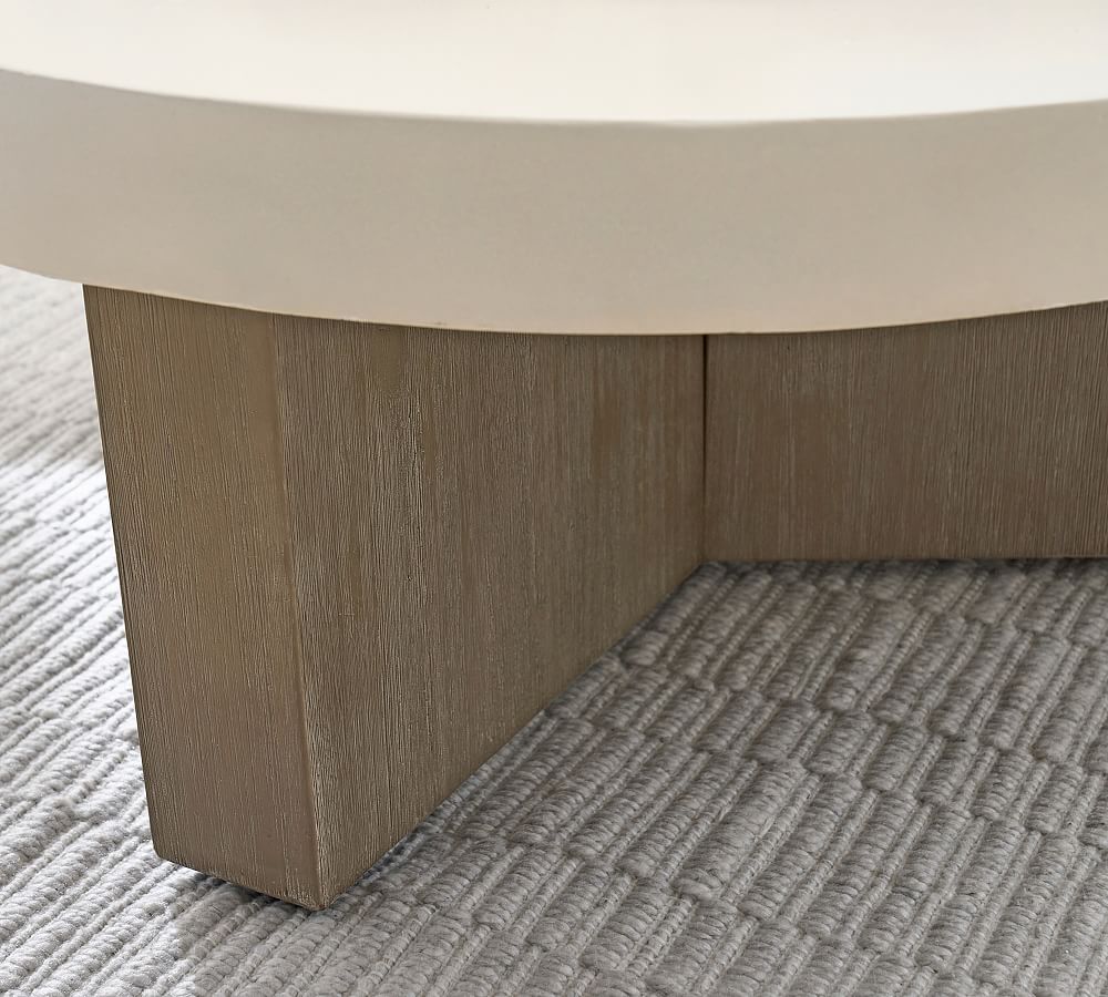 Pomona Concrete & Acacia Round Outdoor Coffee Table Pottery Barn