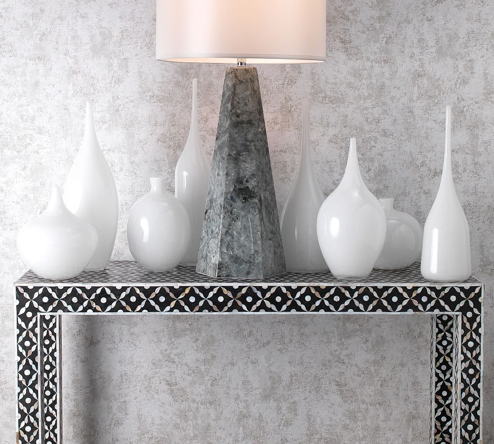 Vivienne White Glass Vases - Set of 2