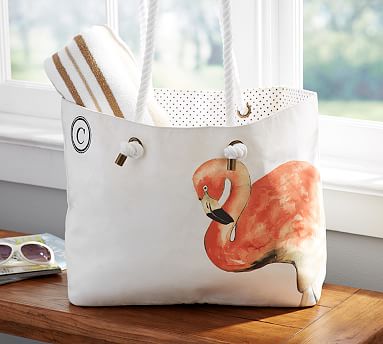 Flamingo Graphic Lunch Bag Double Handle Preppy Lunch Tote Bag