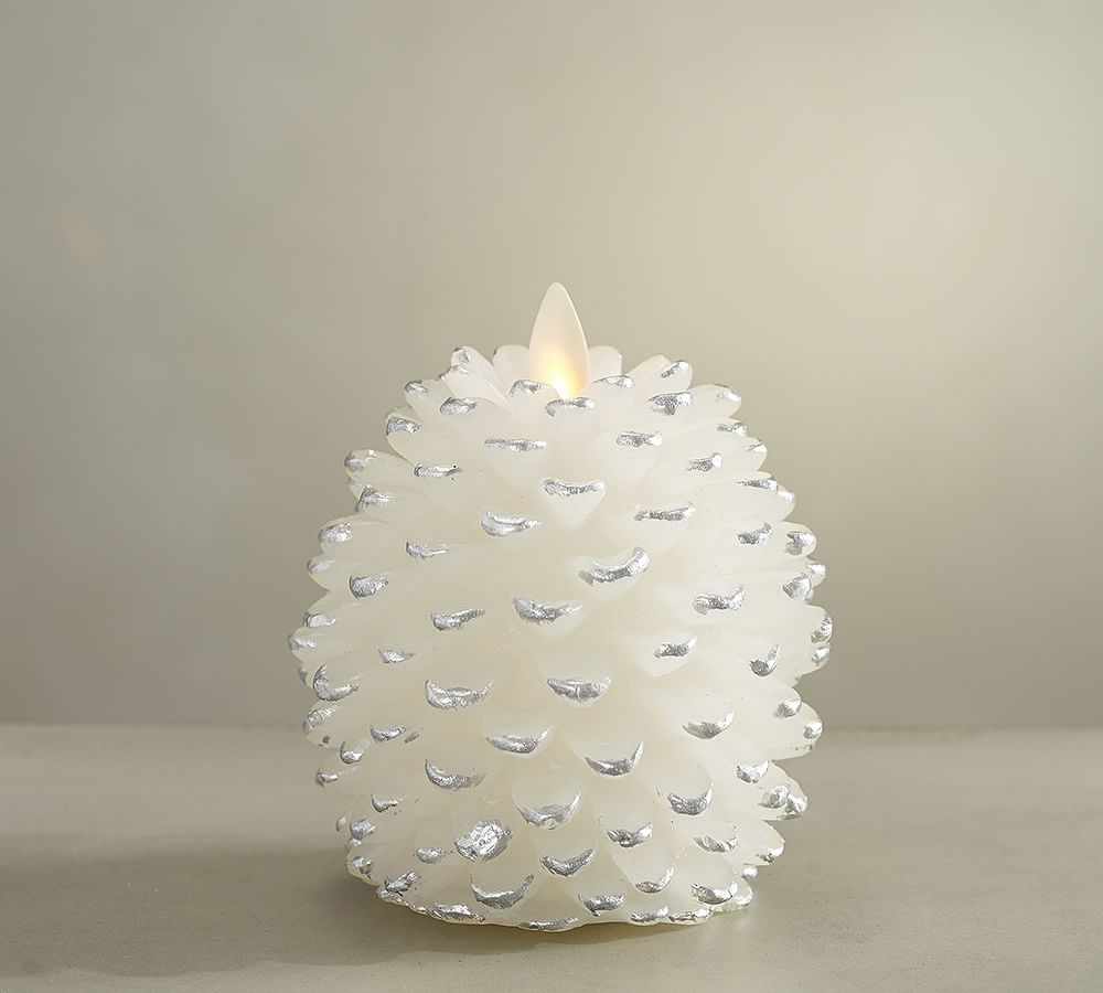 Premium Flicker Flameless Wax Pinecone Pillar Candle Pottery Barn