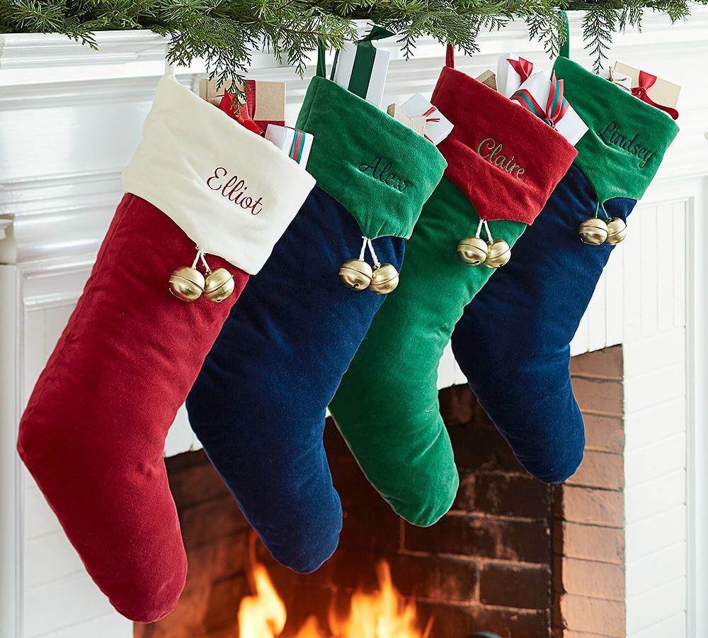 Pottery Barn Velvet Christmas Stockings & Hangers for sale