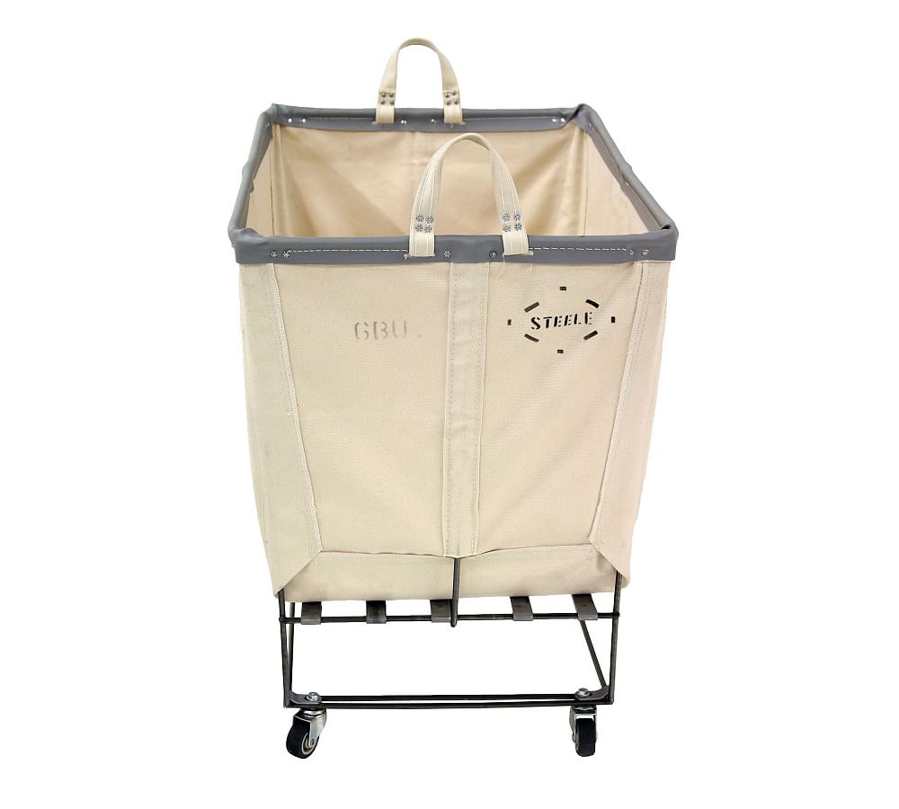 Large Elevated Canvas Laundry Basket with Wheels Pottery Barn