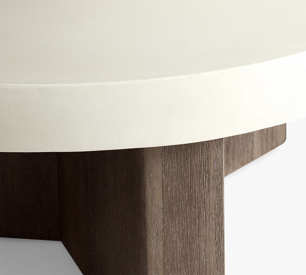 Pomona Concrete & Acacia Round Outdoor Coffee Table Pottery Barn
