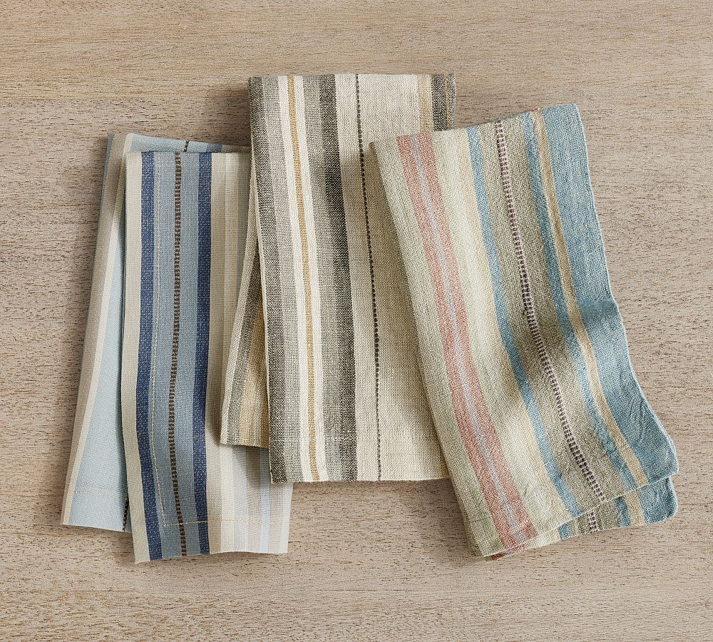 French Stripe Linen Napkin Set (Choose 4 or 6) (Ready to ship)