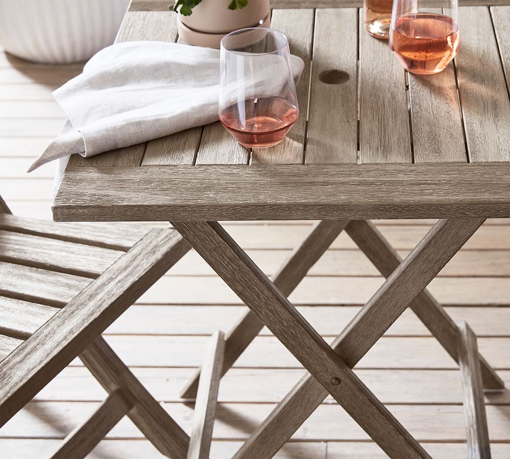 Indio Eucalyptus Folding Outdoor Bistro Table Pottery Barn