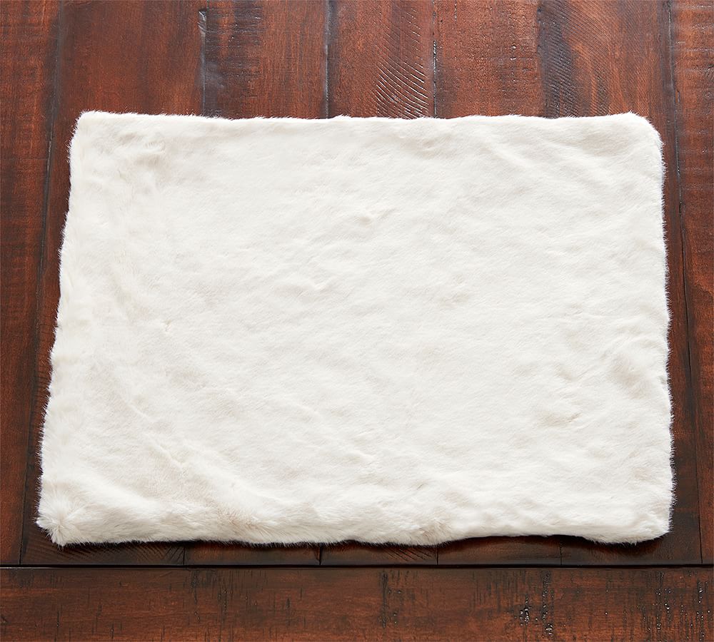 Ivory Alpaca Faux Fur Placemat Pottery Barn