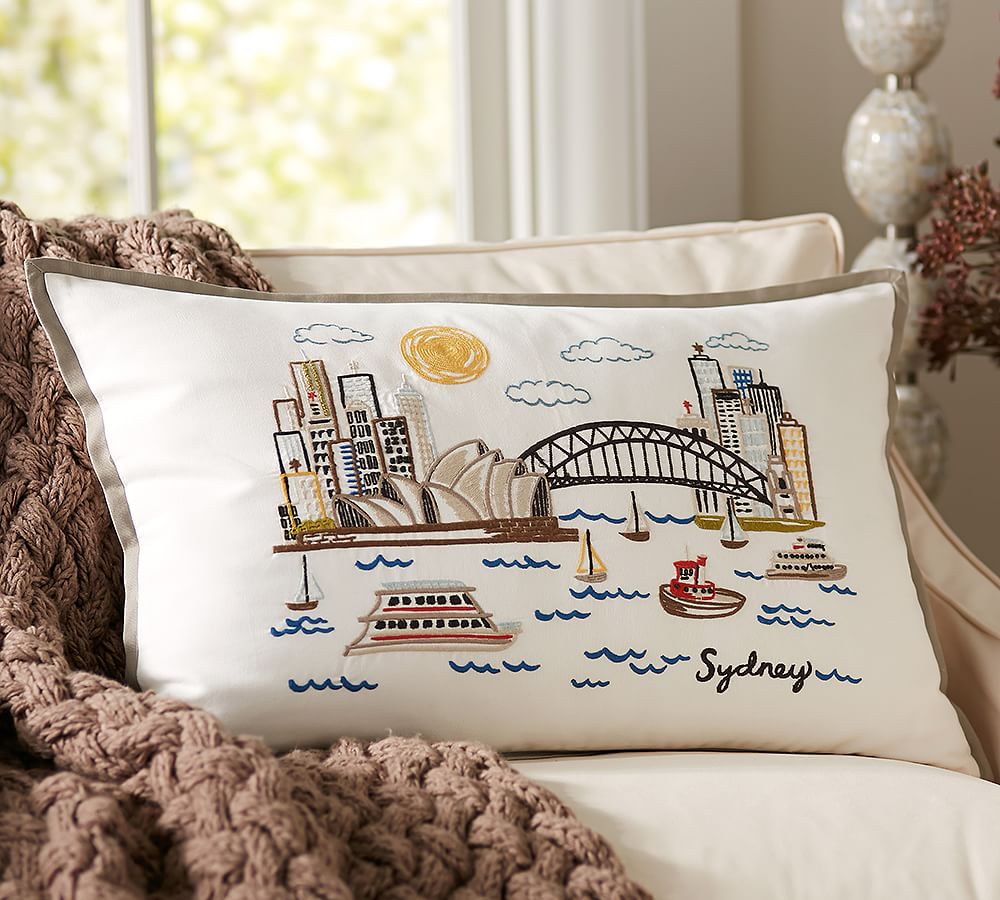 Sydney Embroidered Decorative Pillow Cover Pottery Barn