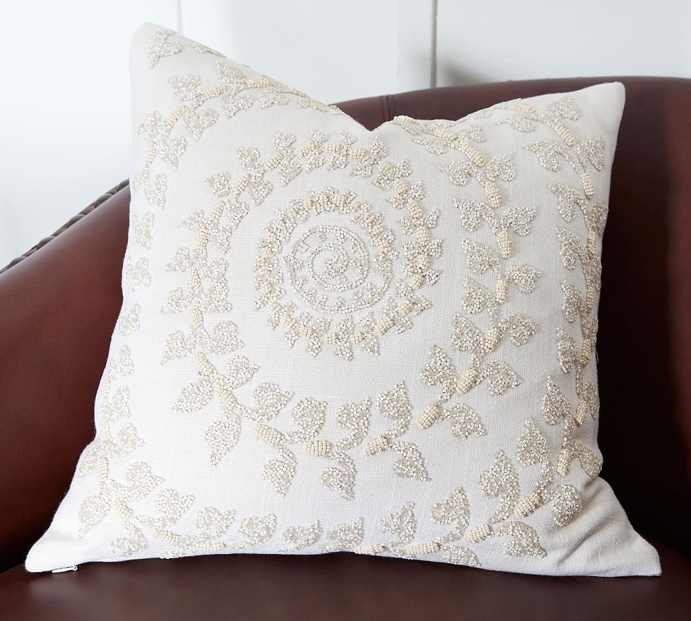 Spiral Beaded Decorative Pillow Cover Pottery Barn