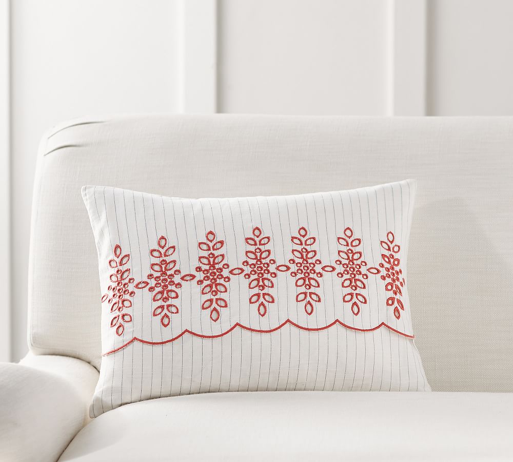 Raissa Eyelet Lumbar Decorative Pillow Cover Pottery Barn