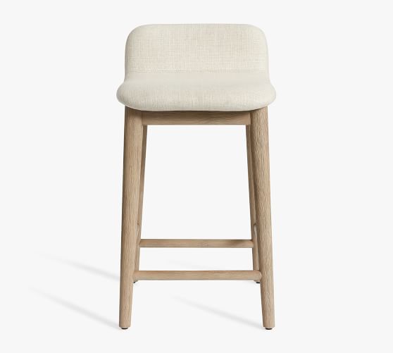 OPEN BOX Zoe Counter Stool, Gray Wash/Basketweave Slub Oatmeal