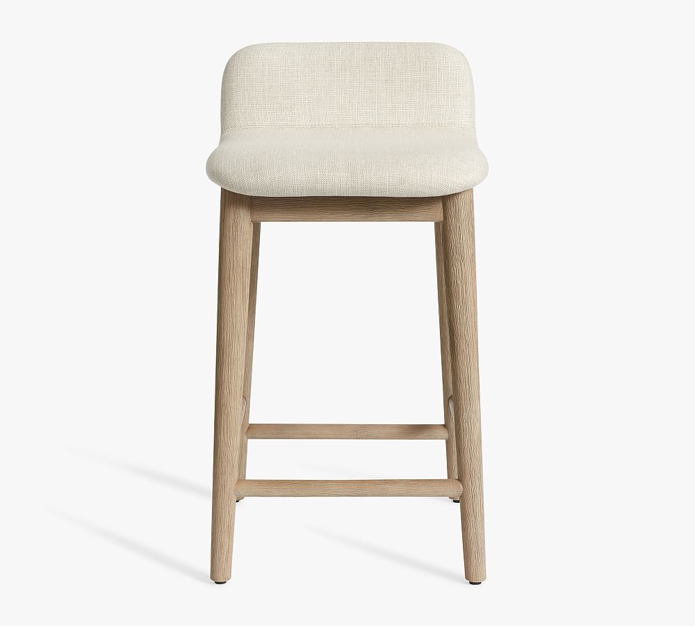 OPEN BOX Zoe Counter Stool, Gray Wash/Basketweave Slub Oatmeal