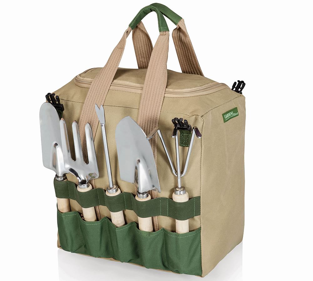 Picnic Time Garden Tote & Tools, Canvas Bag, Wood-Handled Trowels &  Cultivator