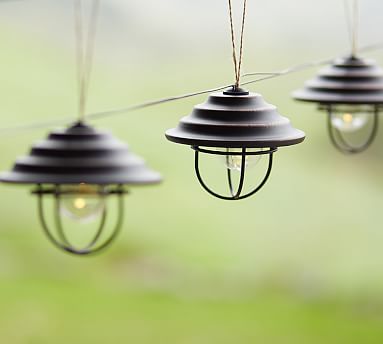 Marrakesh Lantern with String Lights, Amber