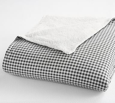 Cotton Gingham Sherpa Throw Blanket Pottery Barn