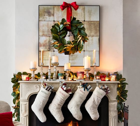Faux Sheepskin Stocking with Bells | Pottery Barn