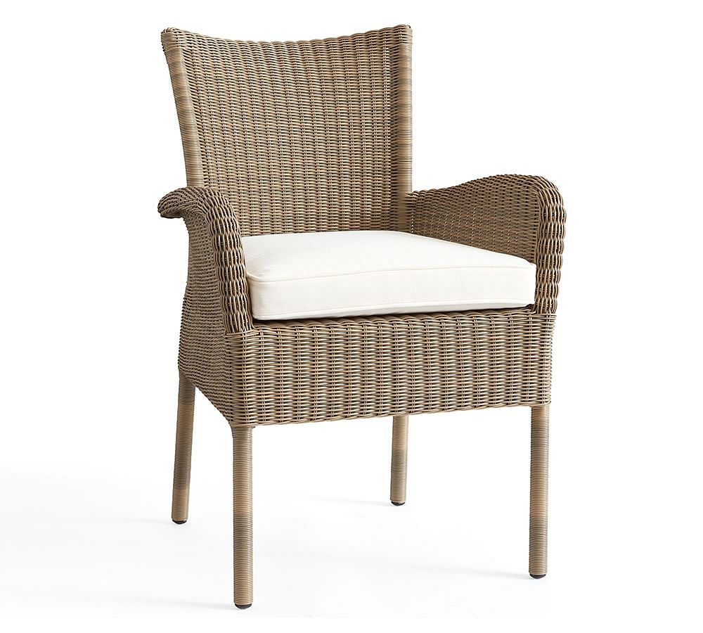 AllWeather Wicker Stackable Dining Armchair Pottery Barn