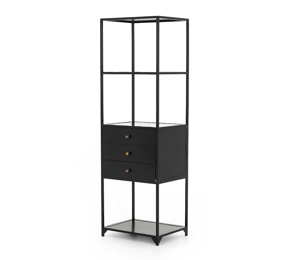 Harmon Metal Open Bookcase with Drawers Pottery Barn