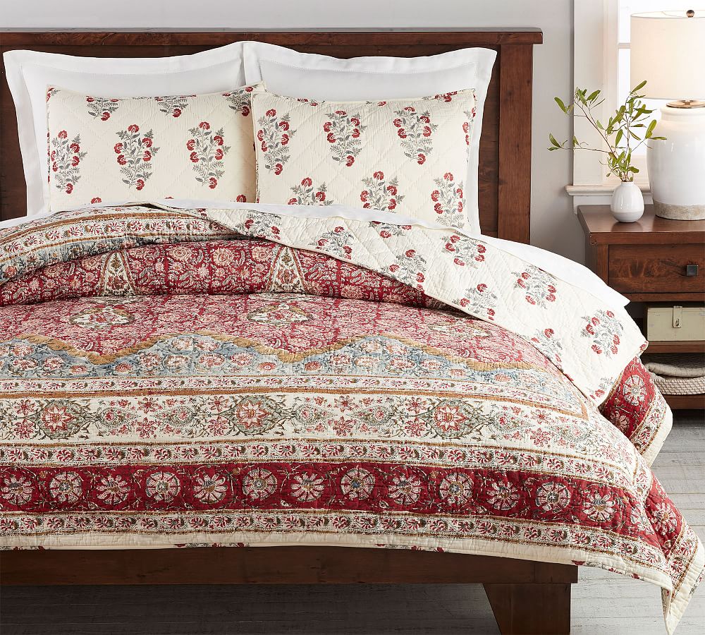 Zarina Print Reversible Cotton Quilt & Sham | Pottery Barn