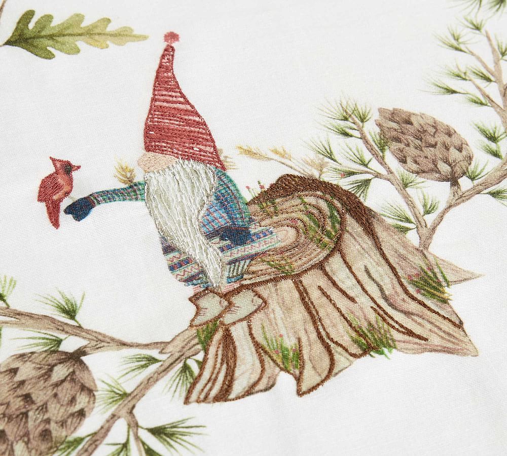 Forest Gnome Embroidered Cotton/Linen Table Throw