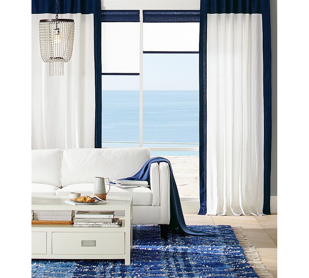 Natural Fiber Cordless Roman Shade with Border Pottery Barn