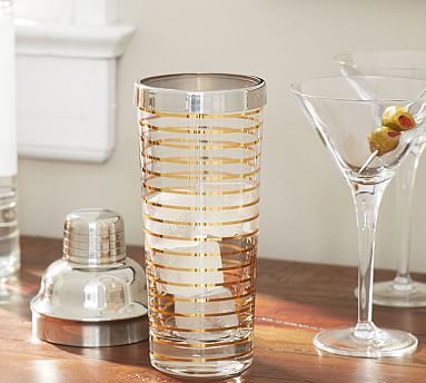 Personalized Gold Cocktail Shaker Set with Gold Rim Martini