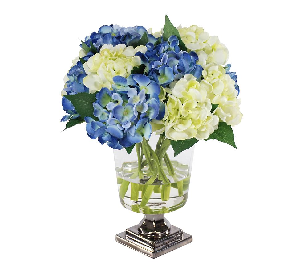 Faux Petite Hydrangea Arrangement Artificial Flowers Pottery Barn